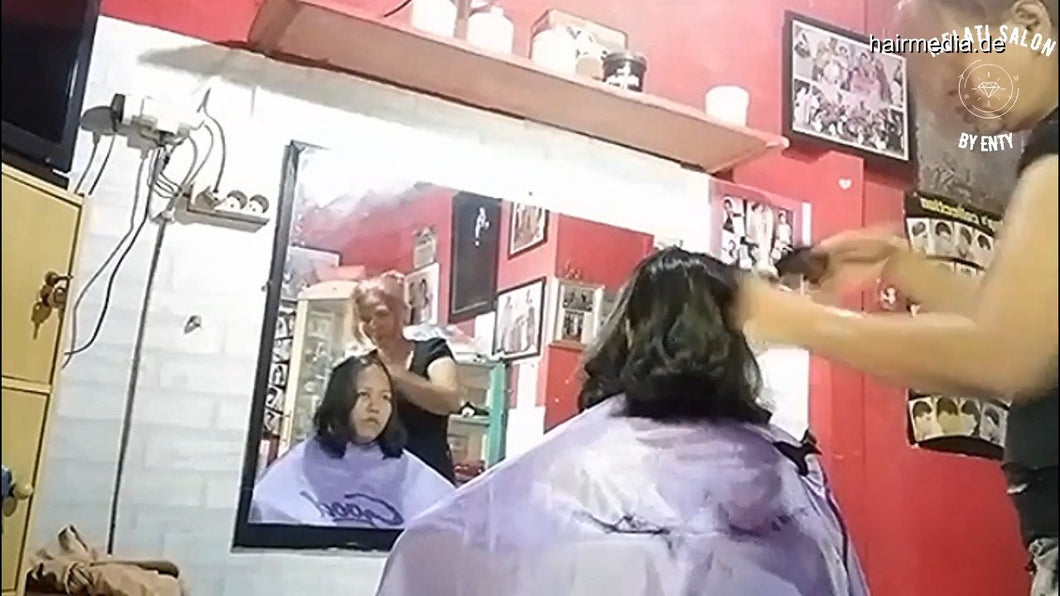 8600 10 boring with my long hair - women haircut - potong rambut wanita