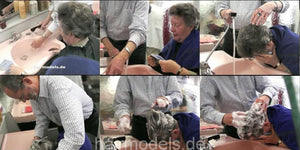 158 mature lady shampooing forward by boss, old male barber