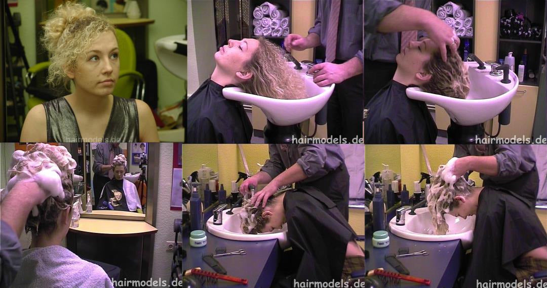 9121 Anna 3x wash and trim by barber, forwardshampoo, backwardshampoo, uprightshampoo