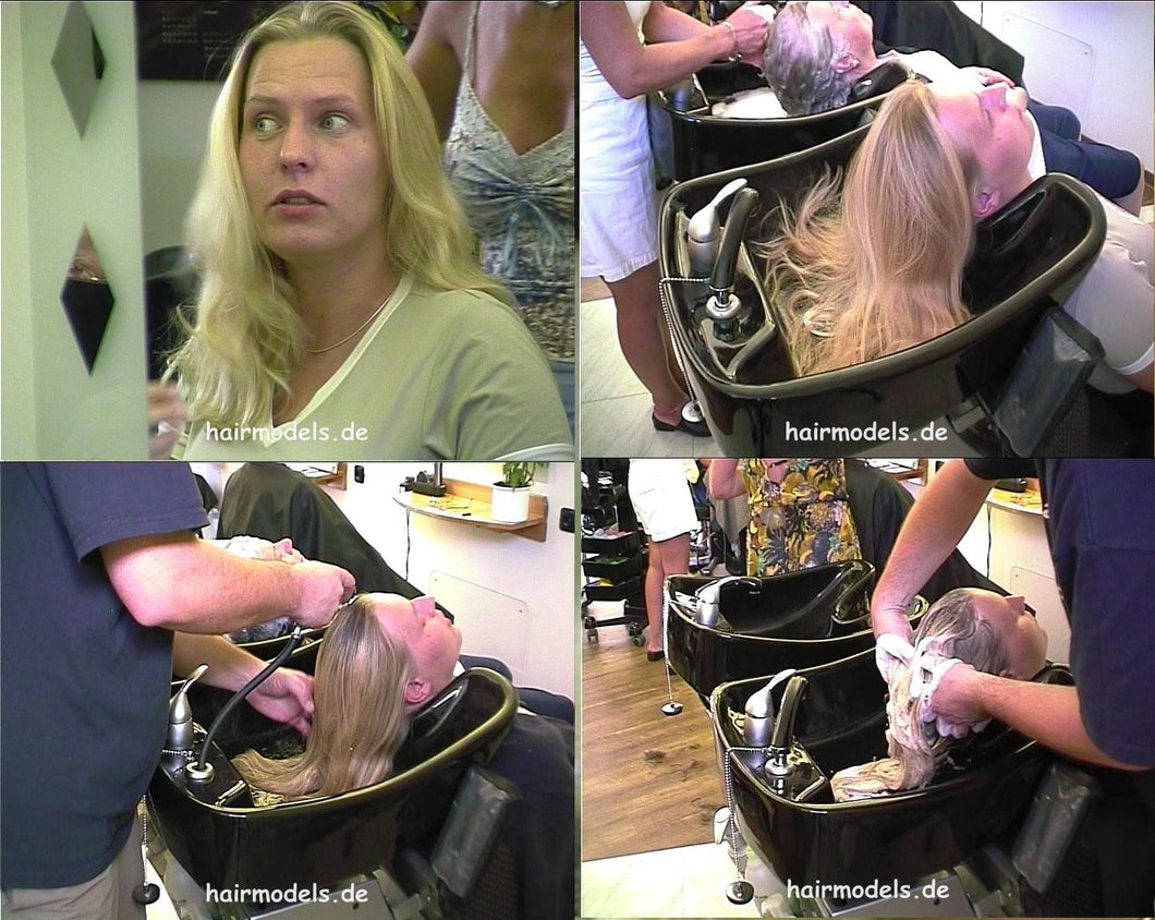 332 Daniela oily blond hair black bowl shampooing by barber