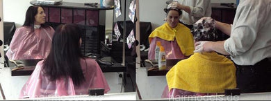 142 SusannW 12 min upright shampooing by barber in shiny vinyl shampoocape