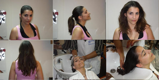8053 Paula 1 shampooing backward by barberette in white apron