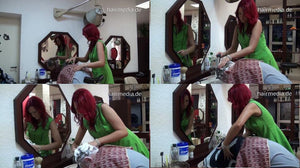 285 by NadjaZ forward wash salon shampoo in green apron by redhead