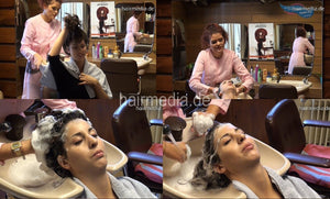 357 Aylin by Zeynep backward shampoo very thick hair in pink RSK Nylonkittel