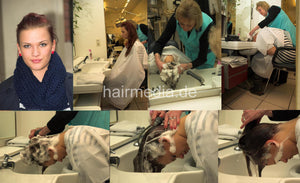 6104 Lena 1 strongest forward salon hair shampooing by senior mature baberette in green apron