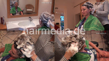 Load image into Gallery viewer, 371 Caroline 4 by MelanieGe upright salon shampooing in green towel