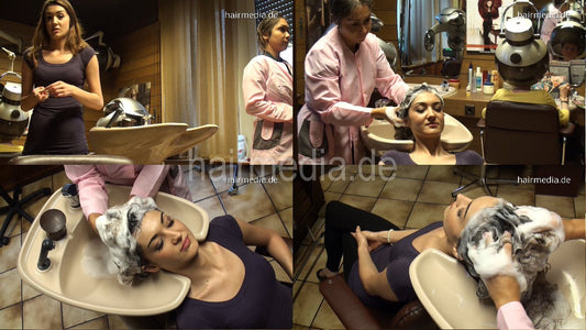 1021 Romana by Katrin in pink apron backward shampoo