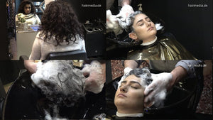 381 Melisa dominatrix Aliyah thick hair extrem long pampering backward shampoo by barber