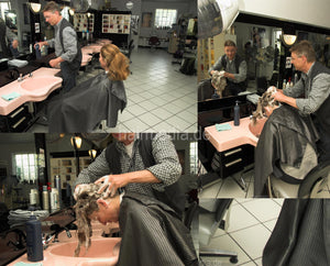 6138 NicoleSF 1 strong forward wash business woman by mature barber in vintage salon