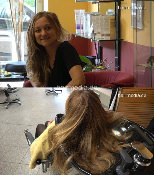 377 Sibylle got a backward salon shampoo by barber