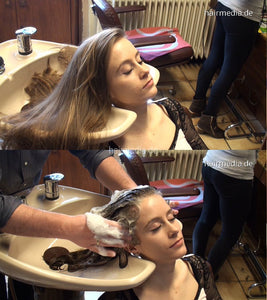 9061 8 EllenS backward hair wash by old barber shampooing in salon