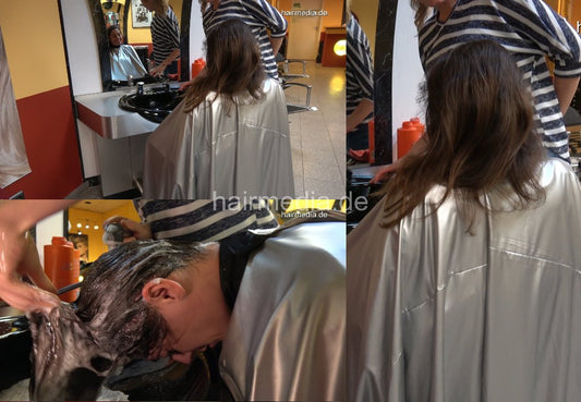 536 AgataK by f2 salon barberette shampooing forward manner grey pvc cape