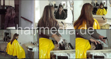 将图片加载到图库查看器，500 Teen Sabrina Vokuhila in plastic shampooing thick hair forward manner in salon by barber