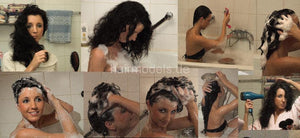9002 AnjaS barberette self shampooing thick hair sitting in bath tub pictures and video