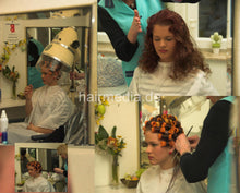 Cargar imagen en el visor de la galería, 6104 Lena 3 wet set in vintage hair salon in vintage metal hood dryers