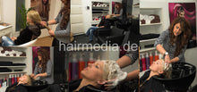 Load image into Gallery viewer, b018 Lydia wash salon shampoo backward manner in black shampoobowl