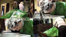 Load image into Gallery viewer, 6158 Damaris 2 strong forwardwash salon shampooing in heavy green plastics cape