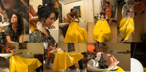 6054 AnjaS 1 backward wash summerdress barberette, yellow pvc cape