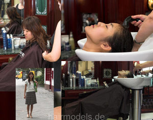 749 Eunji shampooing korean hair backward in Berlin vintage salon