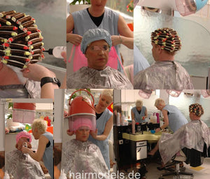 114 TV Inge forced handcuffed perm in vintage german salon by nylon barberette