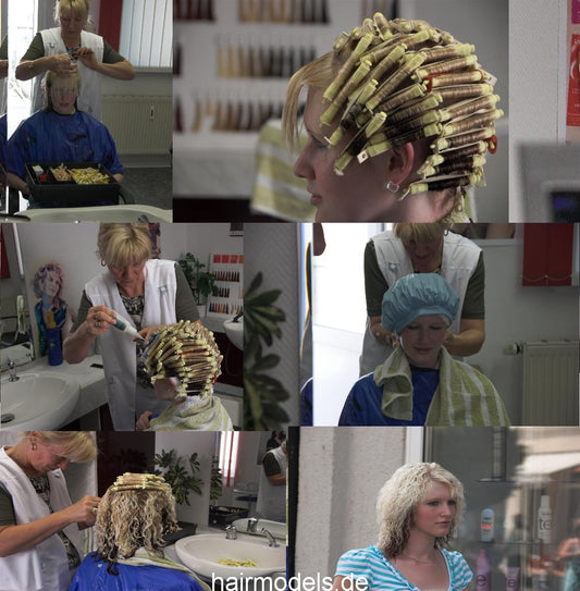 738 SandraM blonde teen first perm GDR Salon,  Part 2  perm part