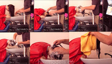 Cargar imagen en el visor de la galería, 897 A-line shampooing forward by barber in backward bowl in red rubber shampoocape