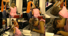 Cargar imagen en el visor de la galería, 759 Student Ursula shampooing Rebekka pink apron forward barbershop hairwash dederon barberette