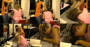 759 Student Ursula shampooing Rebekka pink apron forward barbershop hairwash dederon barberette
