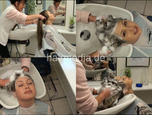 Cargar imagen en el visor de la galería, 6081 Elena 3 teen thick hair backward salon hair wash pvc shampoocape by mature barberette Hannover