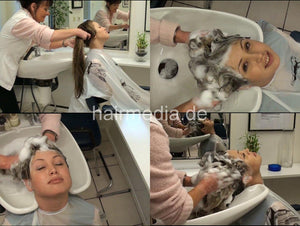 6081 Elena 3 teen thick hair backward salon hair wash pvc shampoocape by mature barberette Hannover