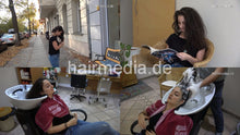Carica l&#39;immagine nel visualizzatore di Gallery, 370 AngelaP thick hair backward shampooing in salon by barber