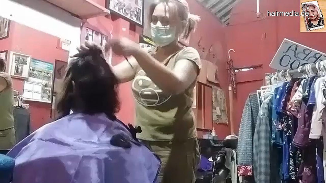 8600 02 Long to short haircut- hairdresser education -- women haircut