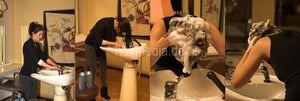 986 Barberette Katharina washing her long black hair hair in salon