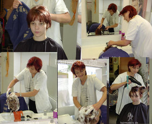 500 Martina salon shampooing forward by redhead barberette in white apron