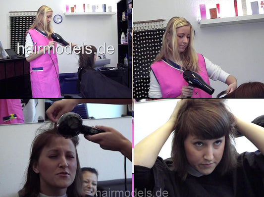 b003 Anastasia, blowdry job in pink apron