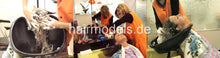 Load image into Gallery viewer, 0003 AnjaS shampooing in mobile sink by LauraB in orange apron