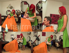 Carica l&#39;immagine nel visualizzatore di Gallery, 294 NadjaZ 16 doing old male customer nv backward wash in oversized orange nyloncape