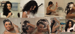 9002 AnjaS barberette self shampooing thick hair sitting in bath tub