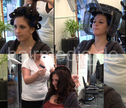 9048 21 Dutch Floerike wet set thick hair and under the hood dryer dryerhood in boots