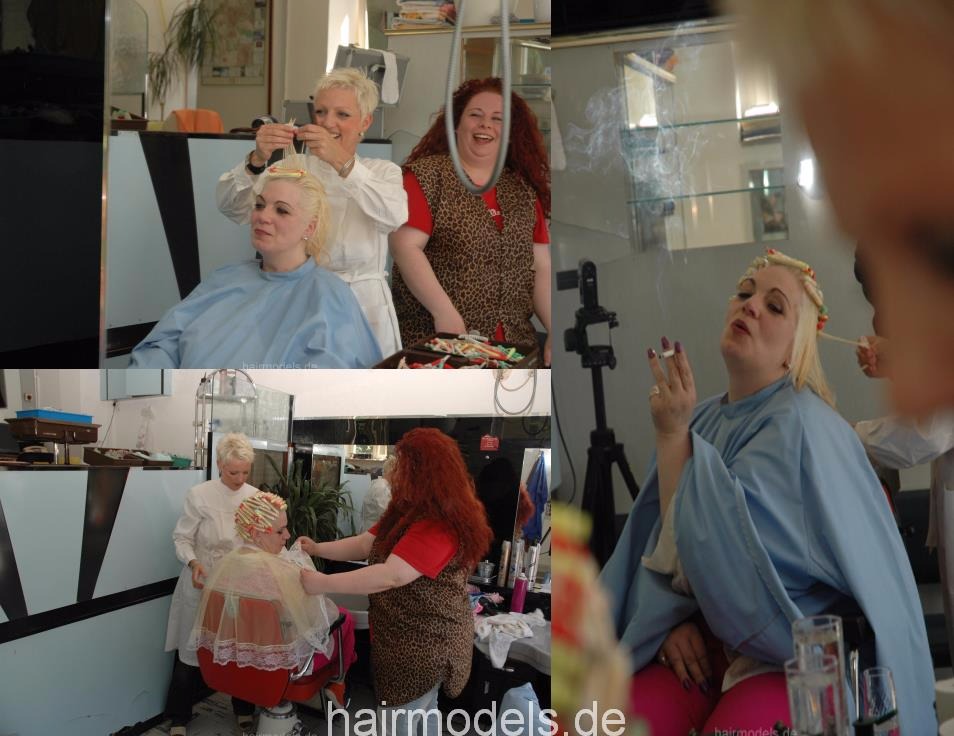 128 3 4 small rod wetset on barberchair in vintage salon and smoking