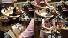 Carica l&#39;immagine nel visualizzatore di Gallery, 9065 Jemila 2 backward shampoo thick hair by OlgaG in pink nylon apron