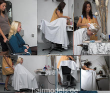 将图片加载到图库查看器，6031 Larissa shampoo forward salon by Stella large white cape and apron