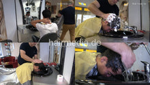 Load image into Gallery viewer, 2009 Carlos 1 forward shampoo wash in pvc cape by barber Nico