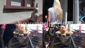 7081 Sania 1 backward wash salon shampooing bleached hair