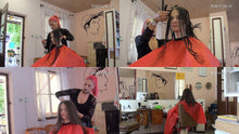 Laden Sie das Bild in den Galerie-Viewer, 8155 twincut 2 teen haircut by Kia in red barbercape