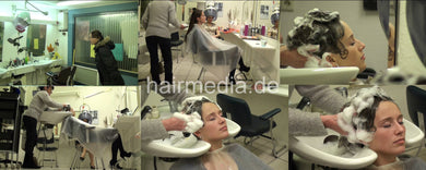 6083 7 MarinaS backward shampoo hairwash in salon by mature apron barberette