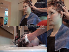 Cargar imagen en el visor de la galería, 370 SarahLG 2 upright and forward manner salon hair washing by barber