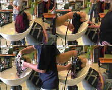 Load image into Gallery viewer, 328 redhead barberette Jenny Pankow shampooing backward by barber