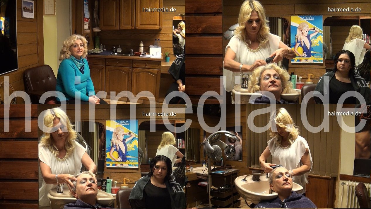 340 fresh styled blonde curls on mature blonde lady shampooed by Dzaklina