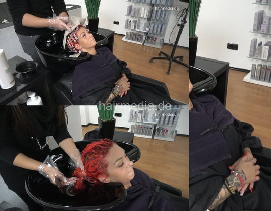 7095 Charline 3 perm on redhead bleached hair